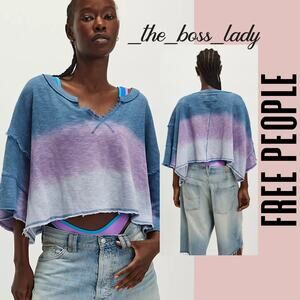 Free People tee crop top tie dye casual shirt pullover boho oversized Small